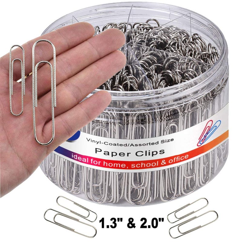 Vinaco Paper Clips Non Skid, 500PCS Medium and Jumbo Paper Clips (1.3 inch & 2.0 inch), Durable & Rustproof, Coated Paperclip Great for Office School and Personal Use - Image 3